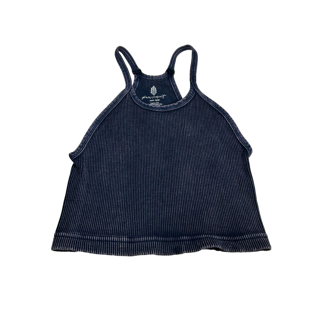 Free People Movement Happiness Runs Tank Top Cropped Ribbed Blue XS/S NWOT